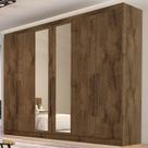 Guarda-Roupa Casal Oslo 6 Portas 4 Gavetas 100% Mdf com Espelho Brauna - Mademarques