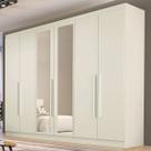 Guarda-Roupa Casal Oslo 6 Portas 4 Gavetas 100% Mdf com Espelho Off White - Mademarques