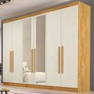 Guarda-Roupa Casal Oslo 6 Portas 4 Gavetas 100% Mdf com Espelho Peroba/Off White - Mademarques Guarda-Roupa Casal Oslo 6 Portas 4 Gavetas 100% Mdf com Espelho Peroba/Off White - Mademarques