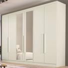 Guarda-Roupa Casal Oslo 6 Portas 6 Gavetas 100% Mdf com Espelho Off White - Mademarques