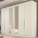 Guarda-Roupa Casal Oslo 6 Portas 6 Gavetas 100% Mdf com Espelho Off White - Mademarques