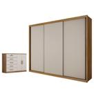 Guarda Roupa Casal Palazzo e Cômoda Seul Cumaru 25 Fendi - Novo Horizonte
