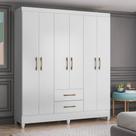 Guarda Roupa Casal Panamá 6 Portas 2 Gavetas Branco Moval