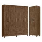 Guarda Roupa Casal Panamá E Armário Multiuso New íris Castanho Wood - Moval Guarda Roupa Casal Panamá E Armário Multiuso New íris Castanho Wood - Moval