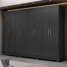 Guarda Roupa Casal Paris Com Pés 8 Portas Mdp Preto Fosco Maxel Preto