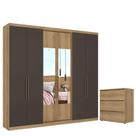 Guarda Roupa Casal Passione Ultra Glass 6 Portas Capuccino Cacau e Cômoda Gaveteiro Condessa Capuccino - THB