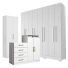 Guarda Roupa Casal Porto 8 Portas 4 Gavetas com Cômoda Sapateira Londres e Armário Multiuso 2 Portas 2000191 Branco Tx Aramóveis
