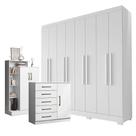 Guarda Roupa Casal Porto 8 Portas 4 Gavetas Com Cômoda Sapateira Milão E Armario Multiuso Florença Branco Tx - Aramóveis Guarda Roupa Casal Porto 8 Portas 4 Gavetas Com Cômoda Sapateira Milão E Armario Multiuso Florença Branco Tx - Aramóveis