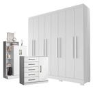 Guarda Roupa Casal Porto 8 Portas 4 Gavetas com Cômoda Sapateira Milão e Armario Multiuso Florença Branco Tx Aramóveis