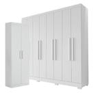 Guarda Roupa Casal Porto 8 Portas 4 Gavetas e Armário Multiuso 2 Portas 2000191 Branco Tx Aramóveis