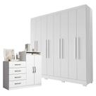 Guarda Roupa Casal Porto 8 Portas 4 Gavetas e Cômoda Sapateira Londres Branco Tx Aramóveis Guarda Roupa Casal Porto 8 Portas 4 Gavetas e Cômoda Sapateira Londres Branco Tx Aramóveis