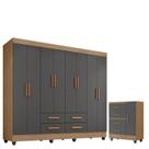 Guarda Roupa Casal Porto com Cômoda Lite 4 Gavetas 1 Porta Nature Cinza Móveis Leão Guarda Roupa Casal Porto com Cômoda Lite 4 Gavetas 1 Porta Nature Cinza Móveis Leão