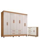 Guarda Roupa Casal Porto Com Cômoda Lite 4 Gavetas 2 Portas Nature Off White - Móveis Leão Guarda Roupa Casal Porto Com Cômoda Lite 4 Gavetas 2 Portas Nature Off White - Móveis Leão