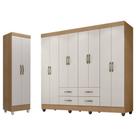 Guarda Roupa Casal Porto E Armário Multiuso Lite Natuire Off White Leão