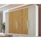 Guarda Roupa Casal Potente 6 Portas c/ 2 Ripados e 6 Gavetas Off White/Peroba - Europa Guarda Roupa Casal Potente 6 Portas c/ 2 Ripados e 6 Gavetas Off White/Peroba - Europa