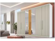 Guarda Roupa Casal Potente c/6 Gavetas e 6 Portas c/ 4 Ripadas c/2 Espelhos Off White/Peroba - Europa