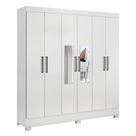 Guarda Roupa Casal Prático Branco com Espelho - Demóbile