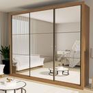 Guarda Roupa Casal Premium Ravena 242cm com Espelho 3 Portas 6 Gavetas Yescasa Marrom/Carvalho Guarda Roupa Casal Premium Ravena 242cm com Espelho 3 Portas 6 Gavetas Yescasa Marrom/Carvalho