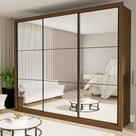 Guarda Roupa Casal Premium Ravena 242cm com Espelho 3 Portas 6 Gavetas Yescasa Marrom/Freijó Guarda Roupa Casal Premium Ravena 242cm com Espelho 3 Portas 6 Gavetas Yescasa Marrom/Freijó
