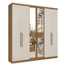 Guarda Roupa Casal Presence Full Glass 6 Portas Almendra Off White Acetinado NÂO ACOMPANHA ESPELHO
