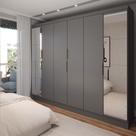 Guarda-Roupa Casal Prime 6 Portas 4 Gavetas com Espelho Onix - Panorama Móveis