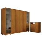 Guarda Roupa Casal Prime 6 Portas Com Cômoda Diamante 4 Gavetas 1 Porta Cinamomo - Leifer