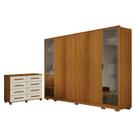 Guarda Roupa Casal Prime 6 Portas com Cômoda San Marino 8 Gavetas Cinamomo Off White Leifer