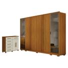Guarda Roupa Casal Prime 6 Portas com Cômoda São Paulo 6 Gavetas 2 Portas Cinamomo Off White Leifer