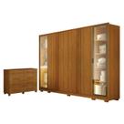 Guarda Roupa Casal Prime 6 Portas Com LED Cinamomo com Cômoda San Marino 8 Gavetas Cinamomo Leifer