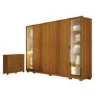 Guarda Roupa Casal Prime 6 Portas Com LED Cinamomo com Cômoda São Paulo 6 Gavetas 2 Portas Cinamomo Leifer