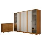 Guarda Roupa Casal Prime 6 Portas Off White com Cômoda San Marino 8 Gavetas Cinamomo Leifer