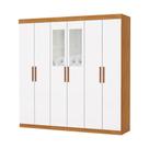 Guarda Roupa Casal Recife 6 Portas 2 Gavetas Com Espelho Carioca Moveis Cinamomo-neve