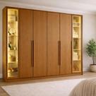 Guarda-roupa Casal Reflecta 6 Portas 2 Gavetas com Led Napoli