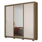 Guarda Roupa Casal Residence 3 Portas Amêndola/Off White com Espelho e Pés - Demóbile