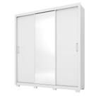 Guarda Roupa Casal Residence 3 Portas Branco com Espelho e Pés - Demóbile