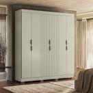 Guarda-Roupa Casal Ripado 6 Portas 2 Gavetas Olivar Móveis Cinza/Off White Ac