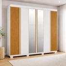Guarda-roupa Casal Ripado 6 Portas com Espelho 6 Gavetas 100% MDF 230cm Magnólia Espresso Móveis