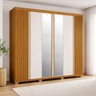 Guarda-roupa Casal Ripado 6 Portas com Espelho 6 Gavetas 100% MDF 230cm Magnólia Espresso Móveis