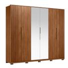 Guarda Roupa Casal Ripado Atrice D66410KPE 6 Portas Nogueira Touch com Espelho e Pés Demóbile Demartêz