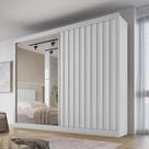 Guarda Roupa Casal Ripado com Espelho 2 Portas 4 Gavetas Atlanta Branco Acetinado Made Marcs