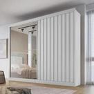 Guarda Roupa Casal Ripado com Espelho 2 Portas 4 Gavetas Atlanta Branco Acetinado Made Marcs