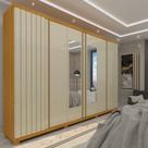 Guarda Roupa Casal Ripado Com Espelho 6 Portas 4 Gavetas Absolut New Naturale Off White - Gelius