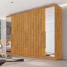Guarda Roupa Casal Ripado com Espelho 6 Portas Em MDF Oxford Made Marcs