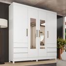 Guarda-Roupa Casal Roma 4 Portas 6 Gavetas Branco - Demobile