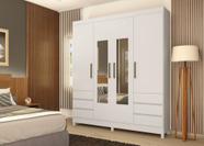 Guarda-Roupa Casal Roma 4 Portas com Espelho 6 Gavetas Branco MDP