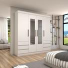 Guarda-Roupa Casal Romenia Slim 4 Portas 6 Gavetas Branco - Panorama Móveis Guarda-Roupa Casal Romenia Slim 4 Portas 6 Gavetas Branco - Panorama Móveis