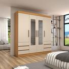Guarda-Roupa Casal Romenia Slim 4 Portas 6 Gavetas Cinamomo/Off White - Panorama Móveis Guarda-Roupa Casal Romenia Slim 4 Portas 6 Gavetas Cinamomo/Off White - Panorama Móveis
