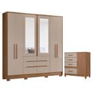 Guarda Roupa Casal San Francisco e Cômoda Vênus Carvalho Fendi com Pés - Moval Guarda Roupa Casal San Francisco e Cômoda Vênus Carvalho Fendi com Pés - Moval