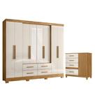Guarda Roupa Casal San Lorenzo Com Espelho E Cômoda Vênus Com Pés Freijó Off White - Moval Guarda Roupa Casal San Lorenzo Com Espelho E Cômoda Vênus Com Pés Freijó Off White - Moval