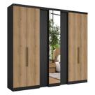 Guarda Roupa Casal Selecto Glass 7 Portas Preto Capuccino Acetinado - THB